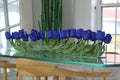 122 Cm Casa Moderna Pot Plateau en Verre avec Bleu Tulipes