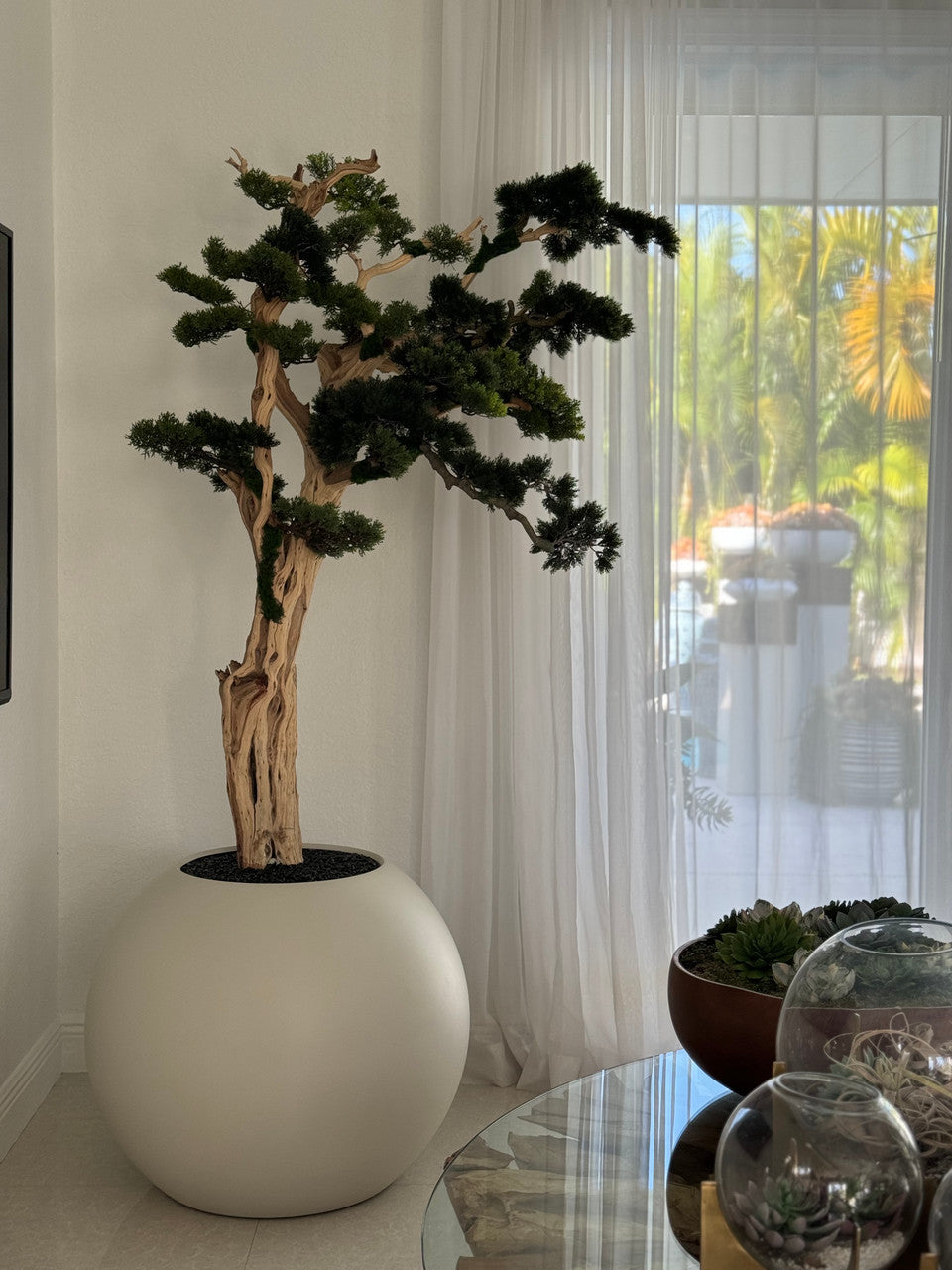 Trailing Bonsaï en 76 Cm Satin Beige Globe