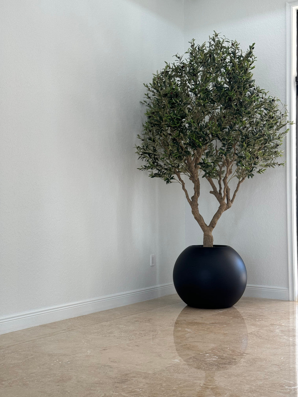 Olivier en Noir Mat 76 Cm Pot Globe