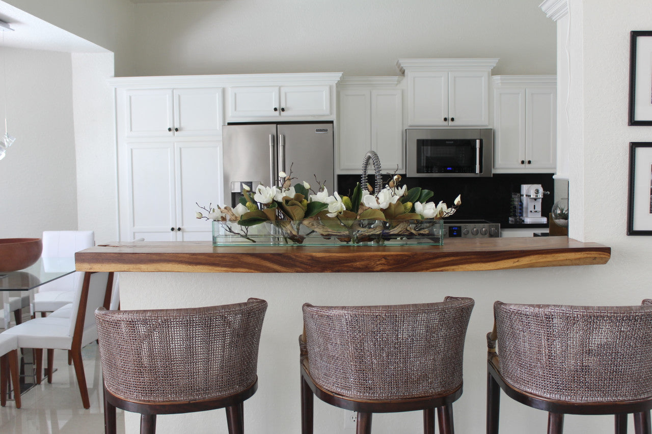 91 Cm Casa Moderna Pot Plateau en Verre avec Blanc Magnolias