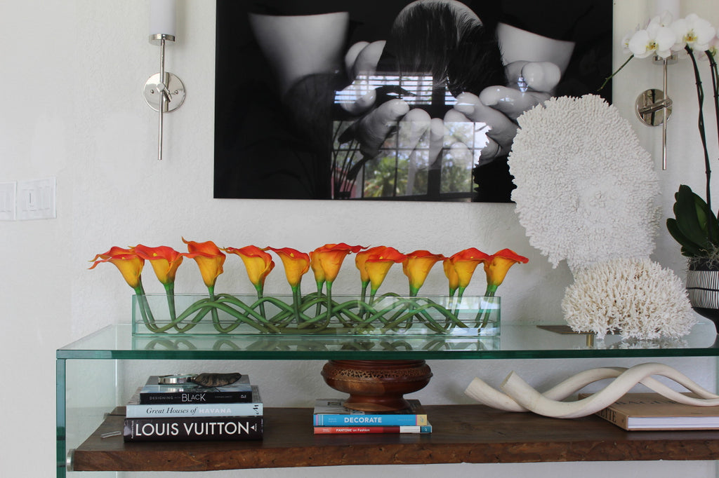 91 Cm Casa Moderna Pot Plateau en Verre avec Mango Arums