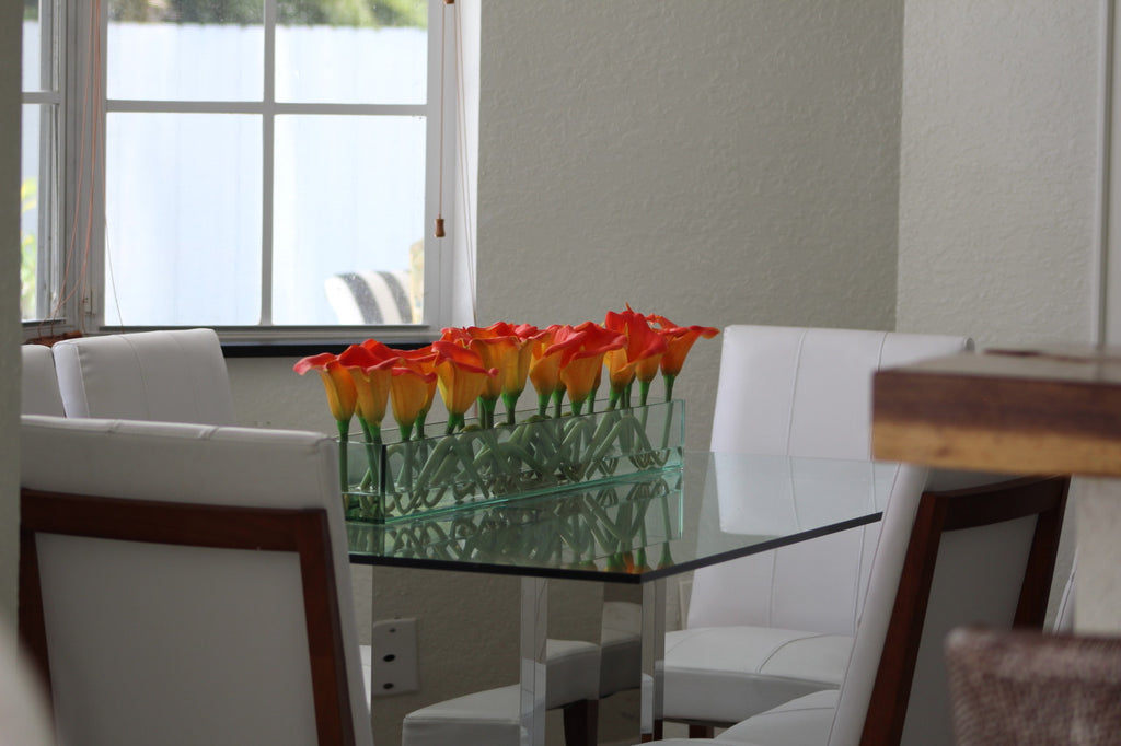 91 Cm Casa Moderna Pot Plateau en Verre avec Mango Arums