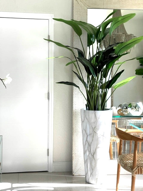 Faux Marble Pot avec Oiseau de Paradis
