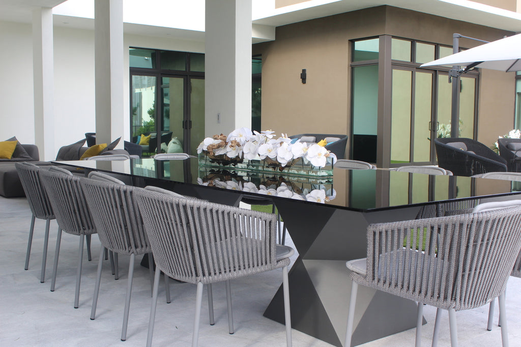 122 Cm Casa Moderna Pot Plateau en Verre avec Blanc Orchidées