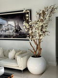 Blanc Magnolia Arbre en 76 Cm Blanc Brillant Pot Globe