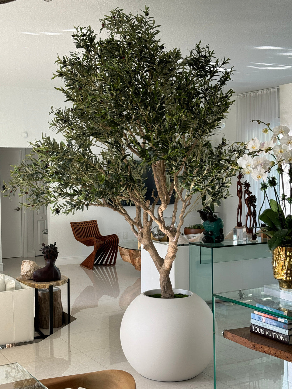Olivier en Mat Beige 76 Cm Pot Globe