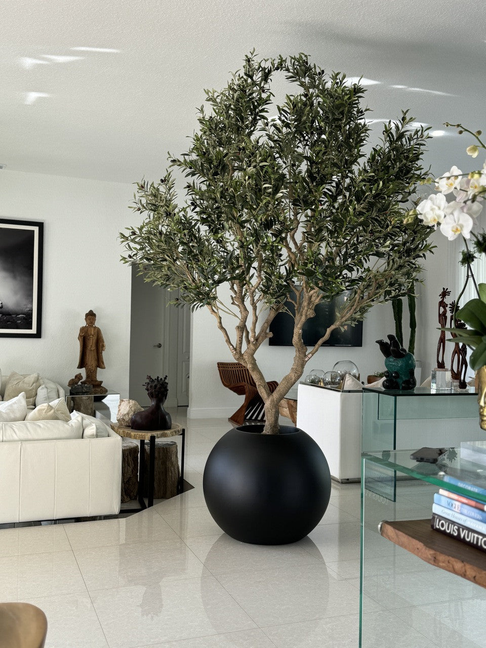 Olivier en Noir Mat 76 Cm Pot Globe