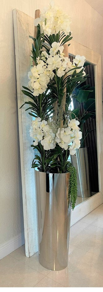 Blanc Vandas en Pot Cône Acier Inoxydable