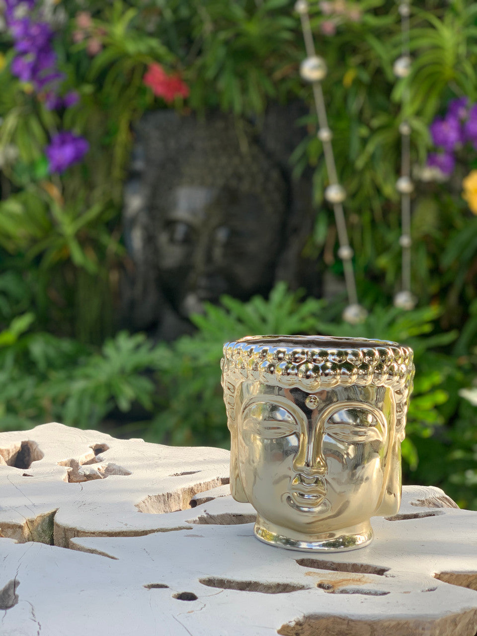 Buddha 3-Wick Scented Bougie (Argenté / Doré / Blanc)