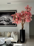 Noir Mat St. Tropez Pot avec Personnalisé Made Rose Fleurs de Cerisier Arbre