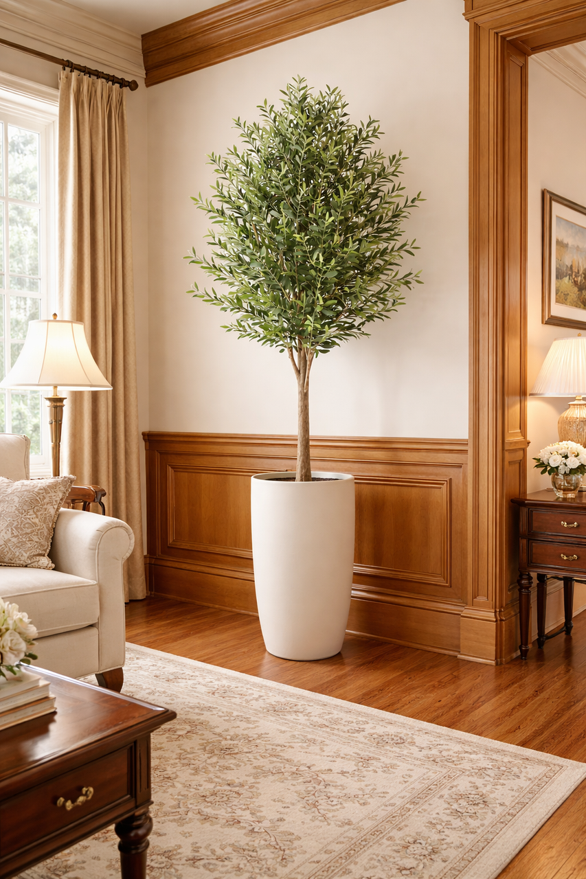 Artificiel Olivier en Mat Beige Lisbon Pot