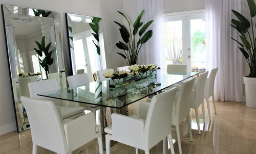 122 Cm Casa Moderna Pot Plateau en Verre avec Blanc Water Lilies
